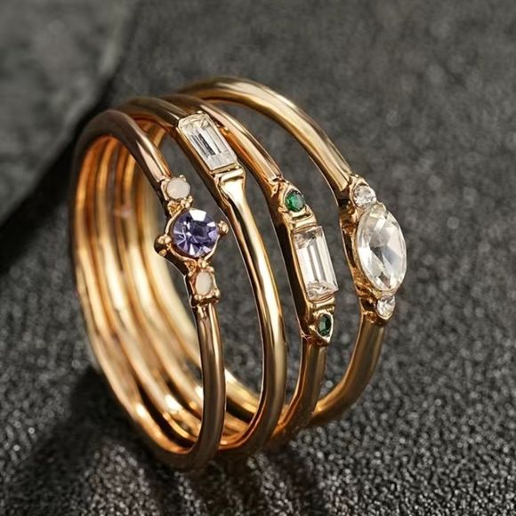 ✨HOST PICK🍸✨ Yellow Gold Tone 4pc Rings✨ - Picture 5 of 14
